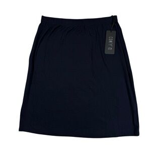 Comfy USA Women XS Navy Blue Modal Stretch Pull-On Skirt Made USA Minimalist NEW
